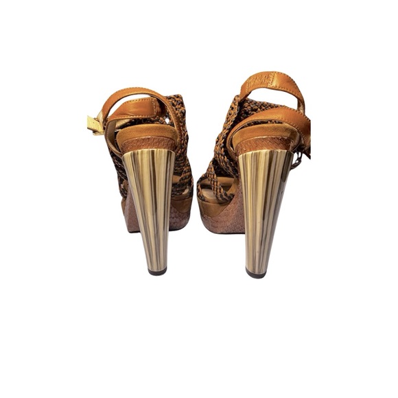 Jimmy Choo brown suede and python platform heels - Picture 4 of 6